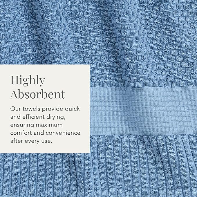 NY Loft 100% Cotton 2 Pack Bath Sheet Towel Set | Absorbent Quick-Dry Oversize Bath Towels | Textured and Durable Cotton | Blue Shadow