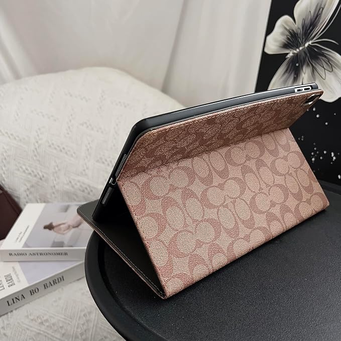 Brown Designer Leather case for iPad 11th Gen 11-inch (2025 A16) & iPad 10th Gen 10.9-inch (2022). Soft TPU Back Cover Built-in Pencil Holder Multi-Angle Stand and auto Sleep/Wake