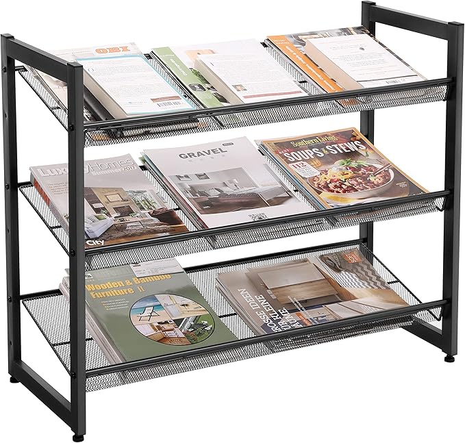 SONGMICS Shoe Rack, 3-Tier Shoe Organizer, Metal Shoe Storage for Garage, Stackable Shoe Shelf, with Adjustable Flat or Angled Shelves, 9-12 Pairs, Ink Black ULMR03B