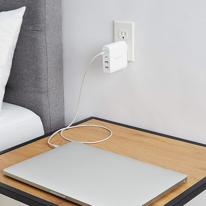 Amazon Basics 68W Two-Port GaN Wall Charger with 1 USB-C (60W) & 1 USB-A Ports (18W) with PD for Laptops Tablets & Phones (iPhone 16/15/14/13/12/11/X iPad MacPro Samsung More) Non-PPS B