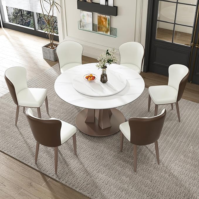 Dining Chairs Set of 2, Modern Faux Leather Dining with Carbon Steel Legs for Living Kitchen Dining Room