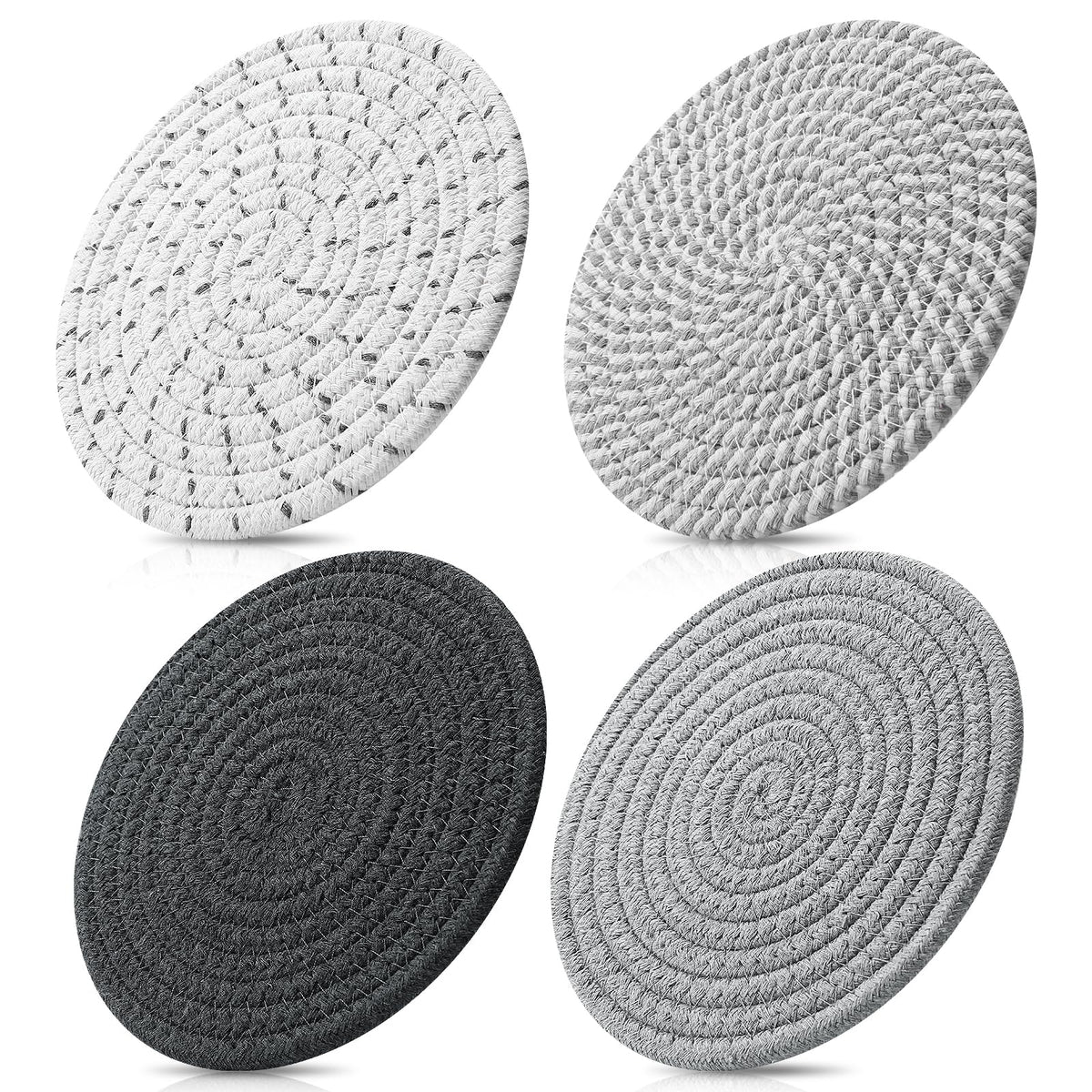 ME.FAN 7 Inch Trivets/Potholders 4 Set Cotton Thread Weave Trivets for Pots and Pans - Large Coasters/Hot Pads to Protect Desktop & Countertop - Mix 1