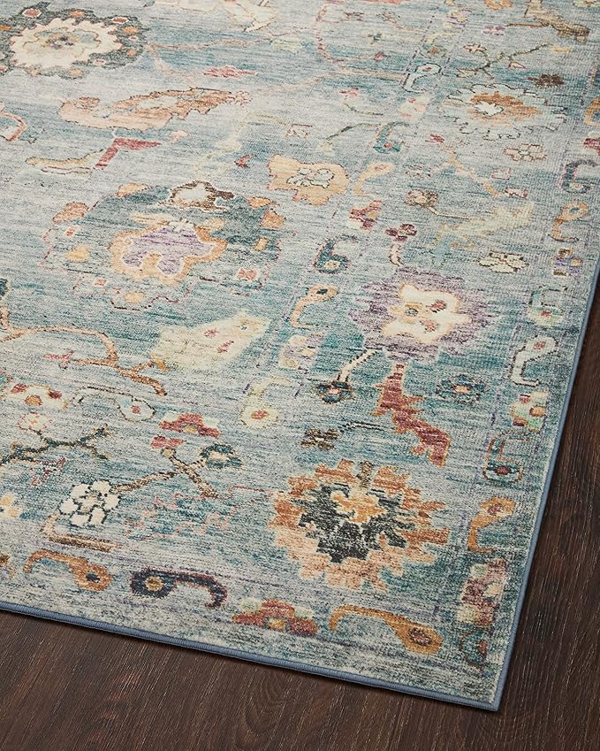 Loloi Margot Collection MAT-06 Denim/Multi 2'-6" x 7'-6" Runner Rug feat. CloudPile, No-Shed Easy Clean Large Patterned Area Rug for Living Room, Bedroom, Dining Area