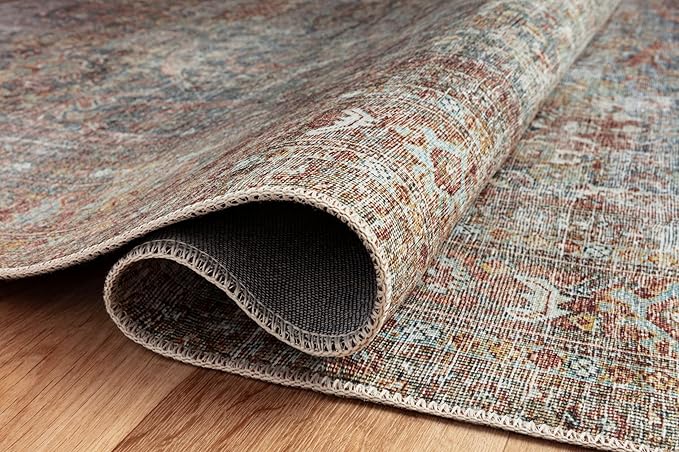 Loloi Chris Loves Julia Jules Collection JUL-05 Lagoon/Brick 2'-3'' x 3'-9'', .13" Pile Height, Accent Rug