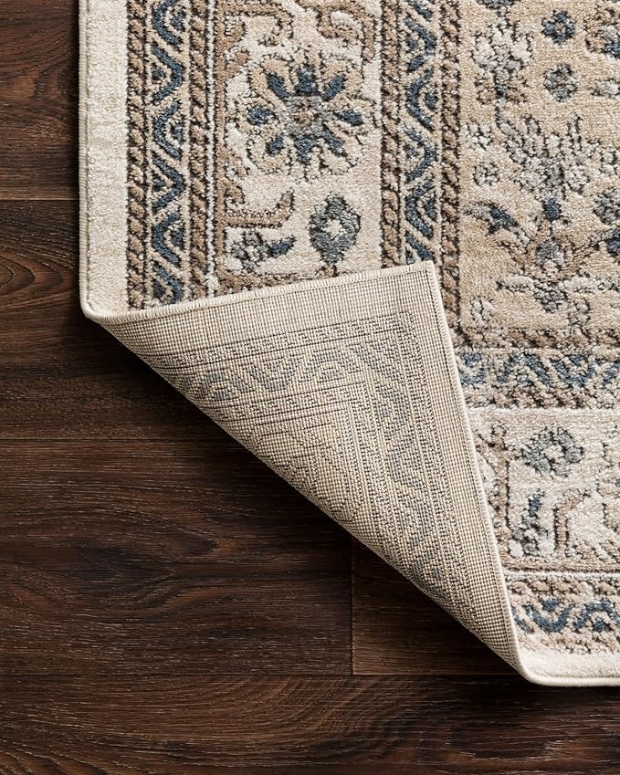 Loloi Teagan Collection TEA-02 Oatmeal/Ivory 5'-3" x 7'-6" Area Rug, Large, Soft Neutral Rug, High-Traffic for Living Room, Bedroom, Home Office, Dining Area