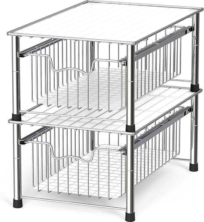 Simple Houseware Stackable Basket Drawer, Chrome