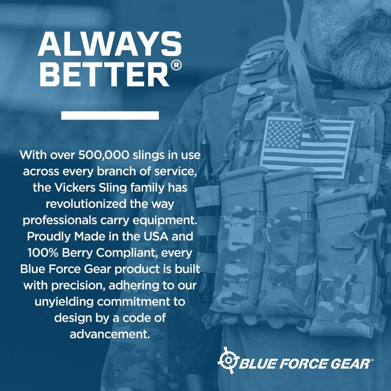 Blue Force Gear Vickers Padded Sling with Push Button Swivels - 2-Point Adjustable Sling, Black