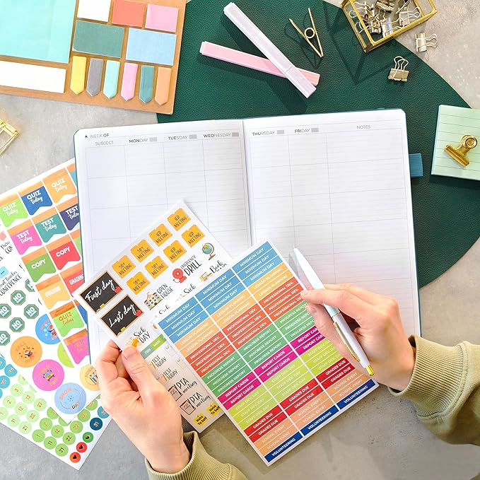 Clever Fox Teacher Planner – School Year Planner with Calendars & Lesson Plans – Teacher Plan Book for Classroom & Homeschool Organization - Undated, 7x10″, Hardcover (Aquamarine)