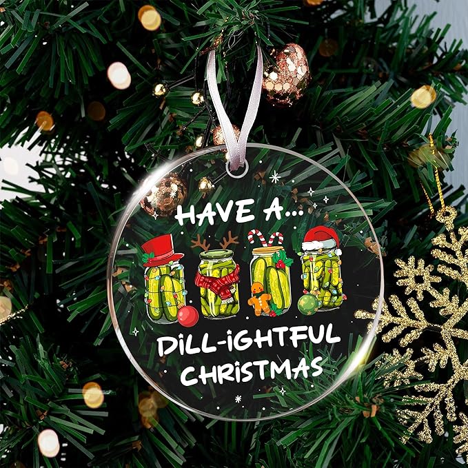 Dill Pickle Ornament - Dill Pickle Ornaments for Christmas Tree - Unique Feature of Small Pickle Ornaments - Ideal Gift for Christmas Tree, Perfect Pickles Ornament for Xmas