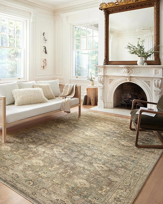 Loloi Margot Collection MAT-04 Antique/Sage 7'-6" x 9'-6" Area Rug feat. CloudPile, No-Shed Easy Clean Large Patterned Area Rug for Living Room, Bedroom, Dining Area