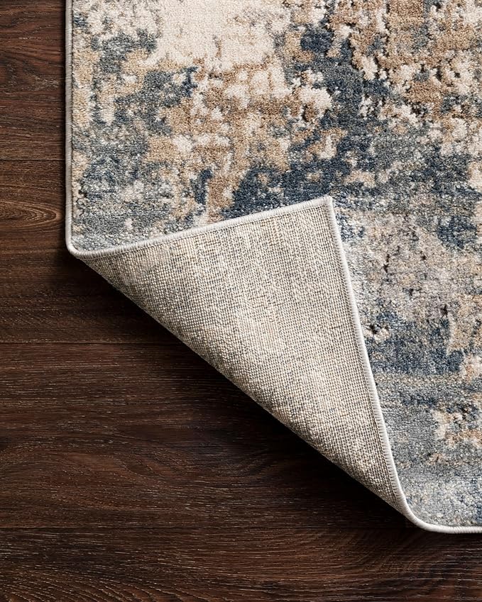 Loloi Teagan Collection TEA-06 Sand/Mist 6'-7" x 9'-2" Area Rug, Large, Soft Neutral Rug, High-Traffic for Living Room, Bedroom, Home Office, Dining Area
