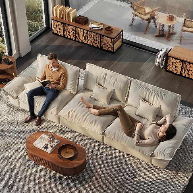 POVISON Oversized Modular Sectional Sofa for Living Room with Adjustable Backrest Modern Sectional Couches Deep Couch Seats Ottoman Corner Large Big Comfy Sofa Set for House Office(Regular Sofa)