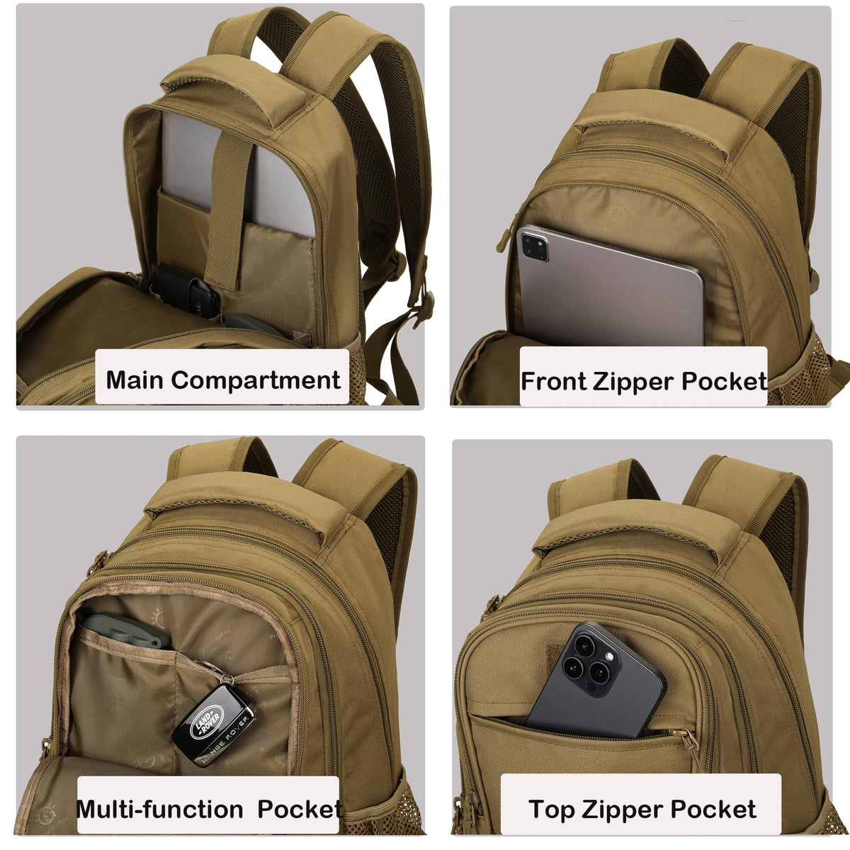CREATOR Military Tactical Backpack for Men Mini Daypack Small Tactical Assault Bag for Hunting Camping Trekking (Black-15L)