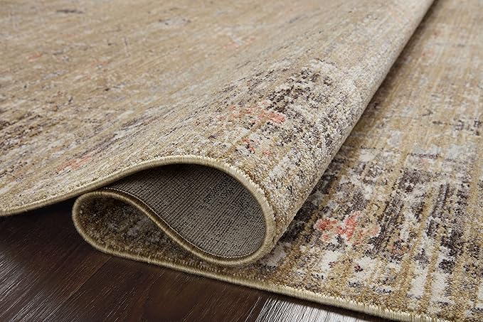 Loloi Magnolia Home by Joanna Gaines Millie Collection MIE-03 Gold/Charcoal 11'-6" x 15'-7", .25" Pile Height, Area Rug