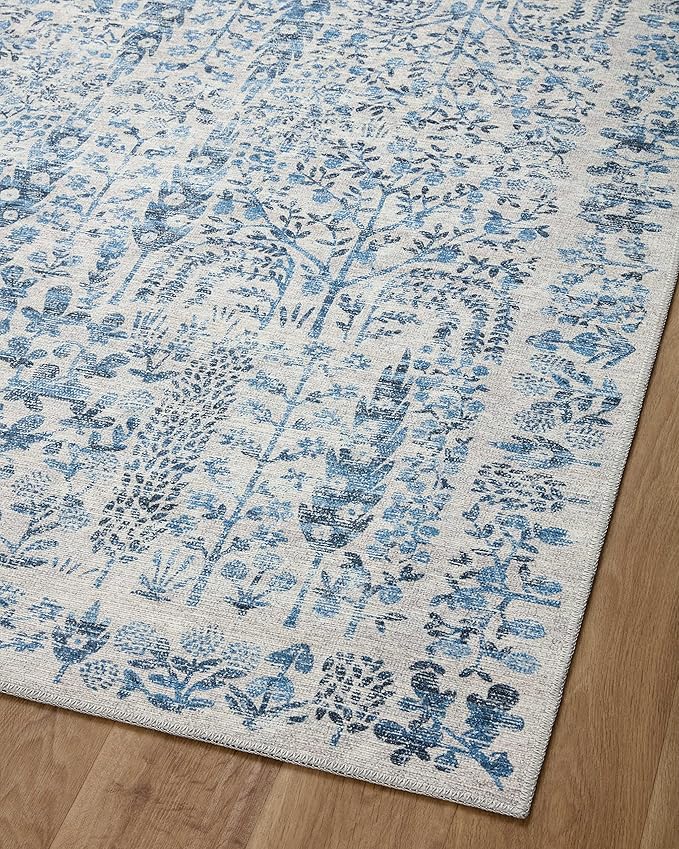 Loloi Rifle Paper Co. Maison Collection MAO-07 Blue 5'-0" x 7'-6", .19" Pile Height, Area Rug