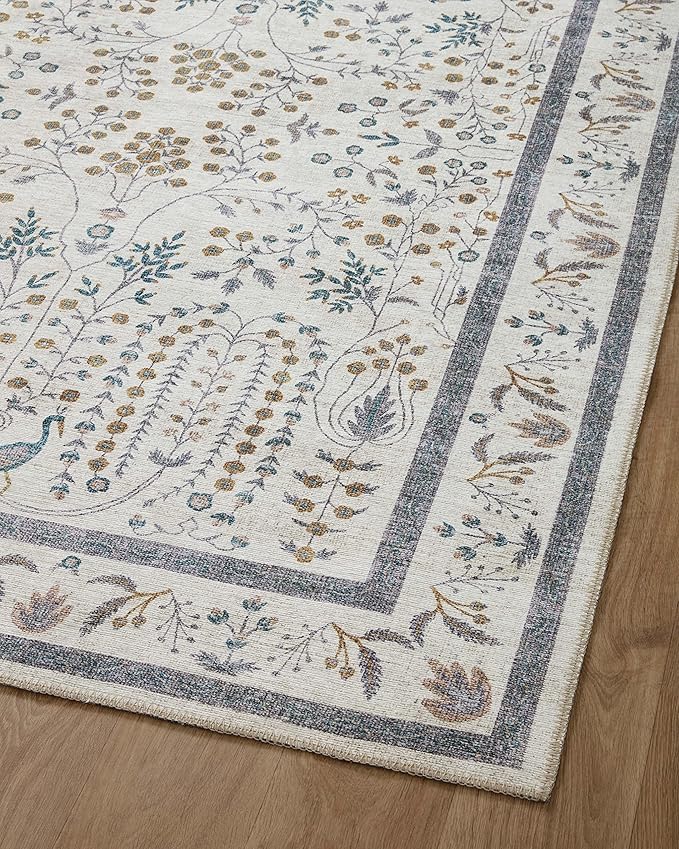 Loloi Rifle Paper Co. Maison Collection MAO-05 Wisteria Cream 5'-0" x 5'-0", .19" Pile Height, Round Area Rug