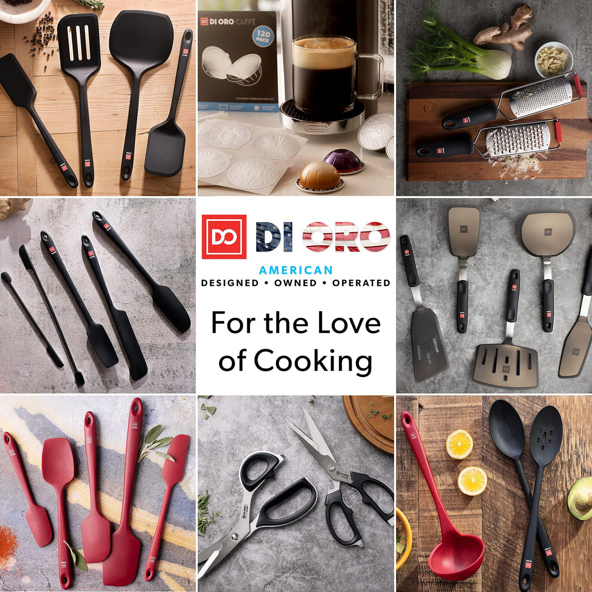 DI ORO Silicone Spatula Set - 600F Heat Resistant, 4-Pc Black