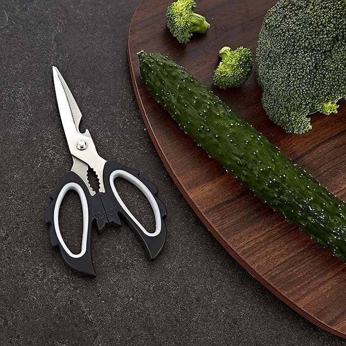 Livin Aesthetic Angel Wings & Cat Kitchen Scissors - Ambidextrous Large Grip Handle Shears for Right & Left Handed - Ergonomic Comfortable Food Scissors for Kitchen, Office & Crafting