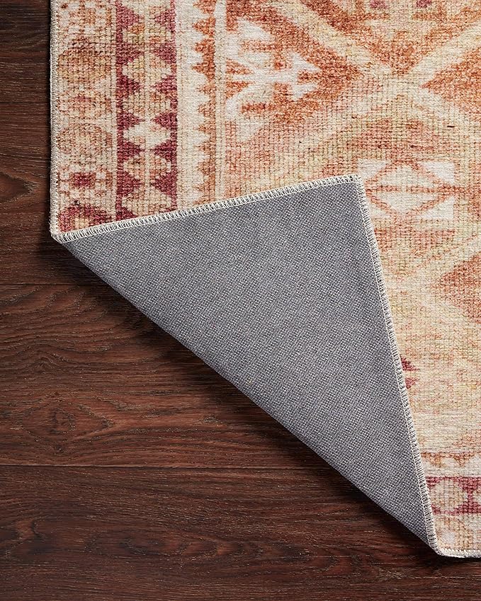Loloi Layla Collection LAY-16 Natural/Spice 2'-3" x 3'-9" .13" Thick Accent Rug, Soft, Durable, Vintage Inspired, Distressed, Low Pile, Non-Shedding, Easy Clean, Printed, Living Room Rug