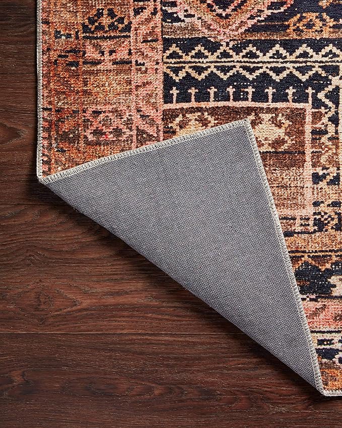 Loloi Layla Collection LAY-14 Mocha/Blush 3'-6" x 5'-6" .13" Thick Accent Rug, Soft, Durable, Vintage Inspired, Distressed, Low Pile, Non-Shedding, Easy Clean, Printed, Living Room Rug