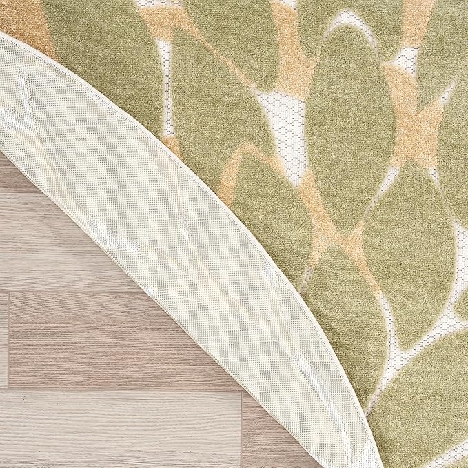 Nourison Home Aloha 63x63 Outdoor Polypropylene Fabric Rug in Ivory/Multi-Color