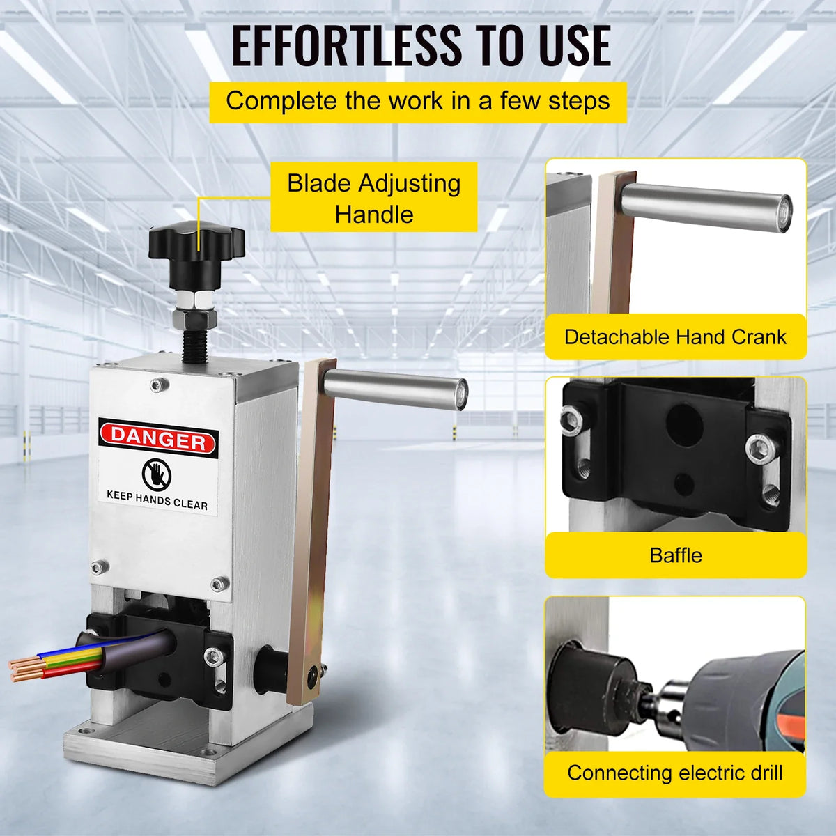 Manual Wire Stripping Machine 0.06-0.98 inches Hand Crank Cable Stripper Cutter Tool Aluminum for Scrap Copper Recycling