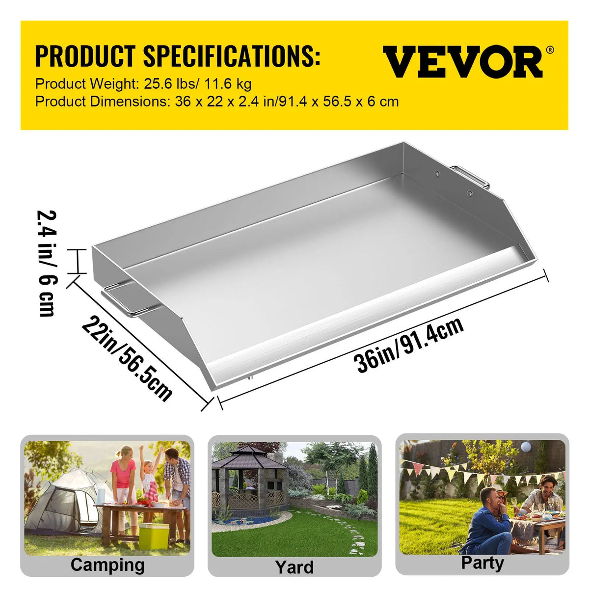 Stainless Steel Griddle,Universal Flat Top Rectangular Plate,BBQ Charcoal/Gas Grill,Grills for Camping and Parties