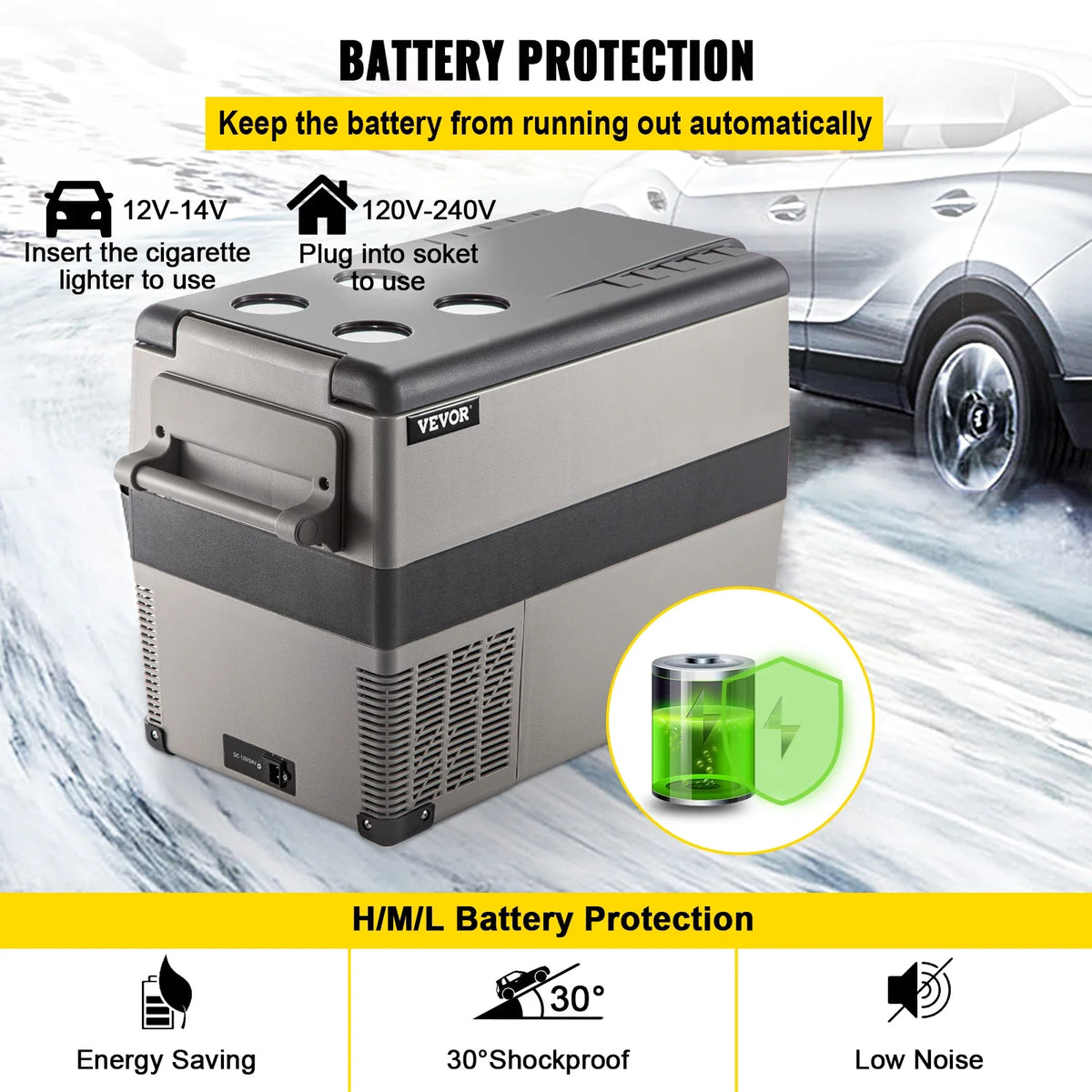45L Portable Small Car Refrigerator Mini Car Freezer 60W Car Fridge Cooler 12V Fridge Freezer for Home and Outdoor Use
