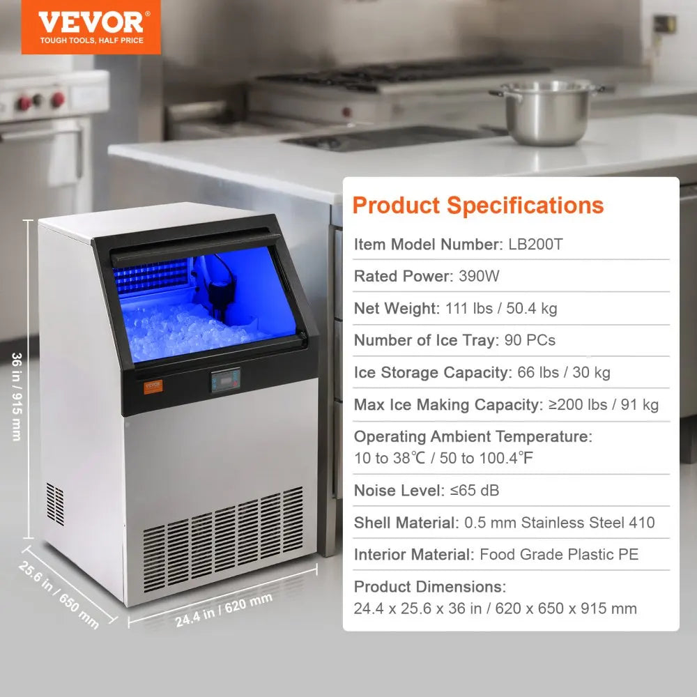 Commercial Ice Maker,Ice Maker Machine,160 Ice Cubes in 12-15 Minutes,Freestanding Cabinet Ice Maker with LED Display 