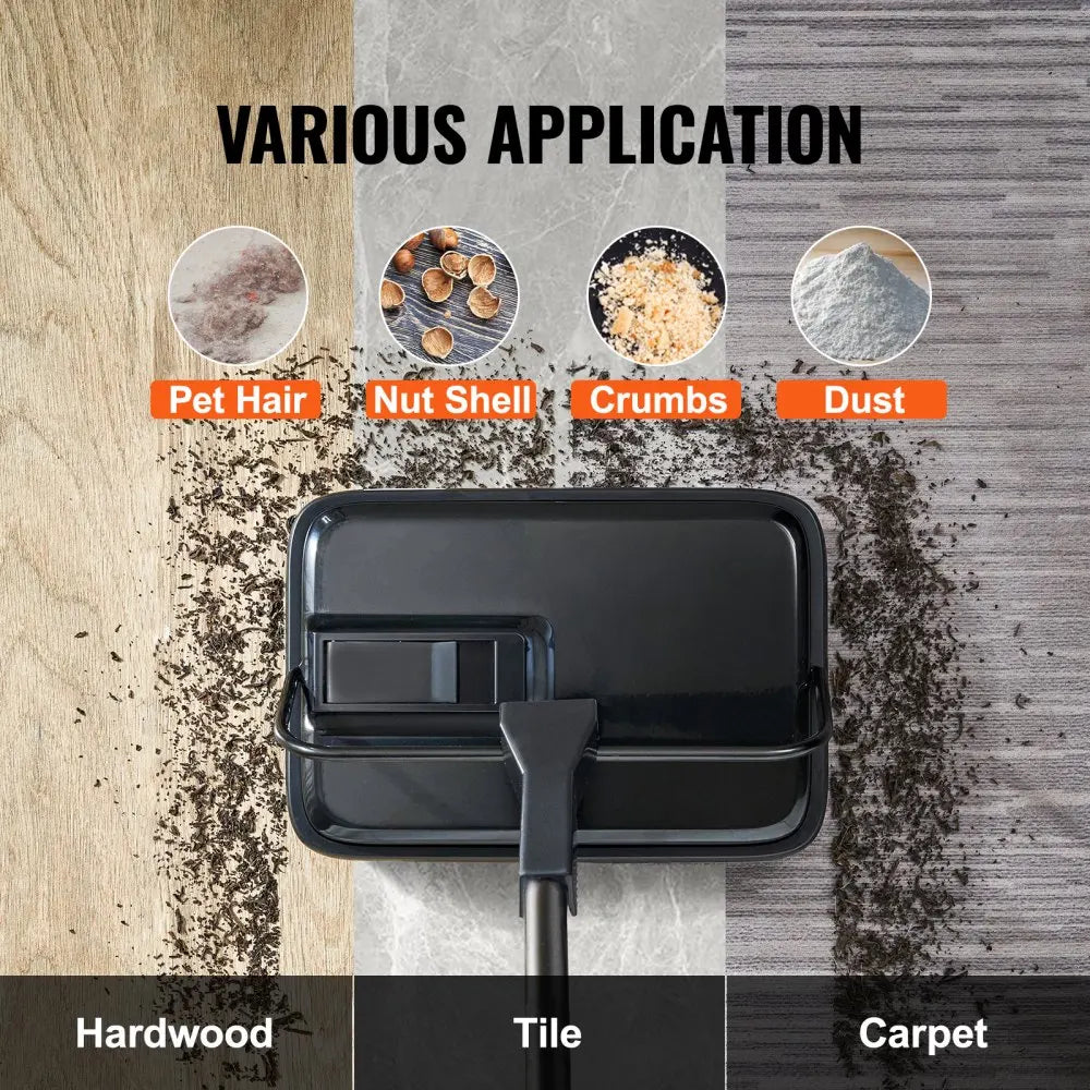 Carpet Sweeper 7.87 in Sweeping Paths, Floor Sweeper Manual Non Electric, 300 ml Dustbin Capacity with Comb