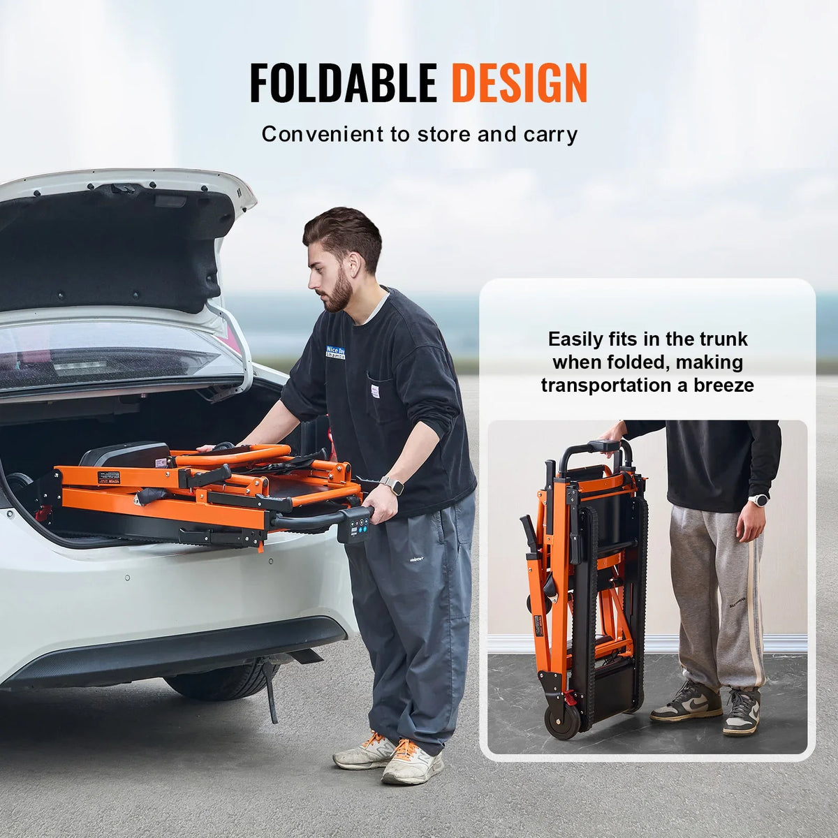 450 lbs Electric Stair Climbing Chair Foldable Emergency Stair Lift Wheelchair with Battery Operated for Elderly Disabled