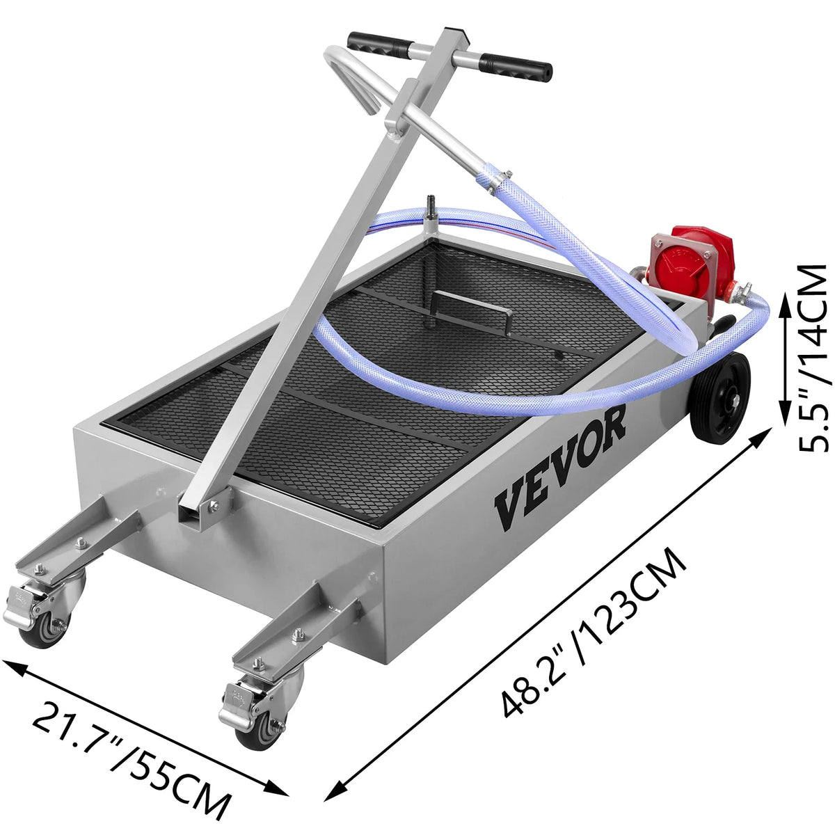 15 Gallon Oil Drain Tank 57L Low Profile Oil Drain Pan, Foldable Hand, with Pump, for Car SUV Trucks Oil Draining