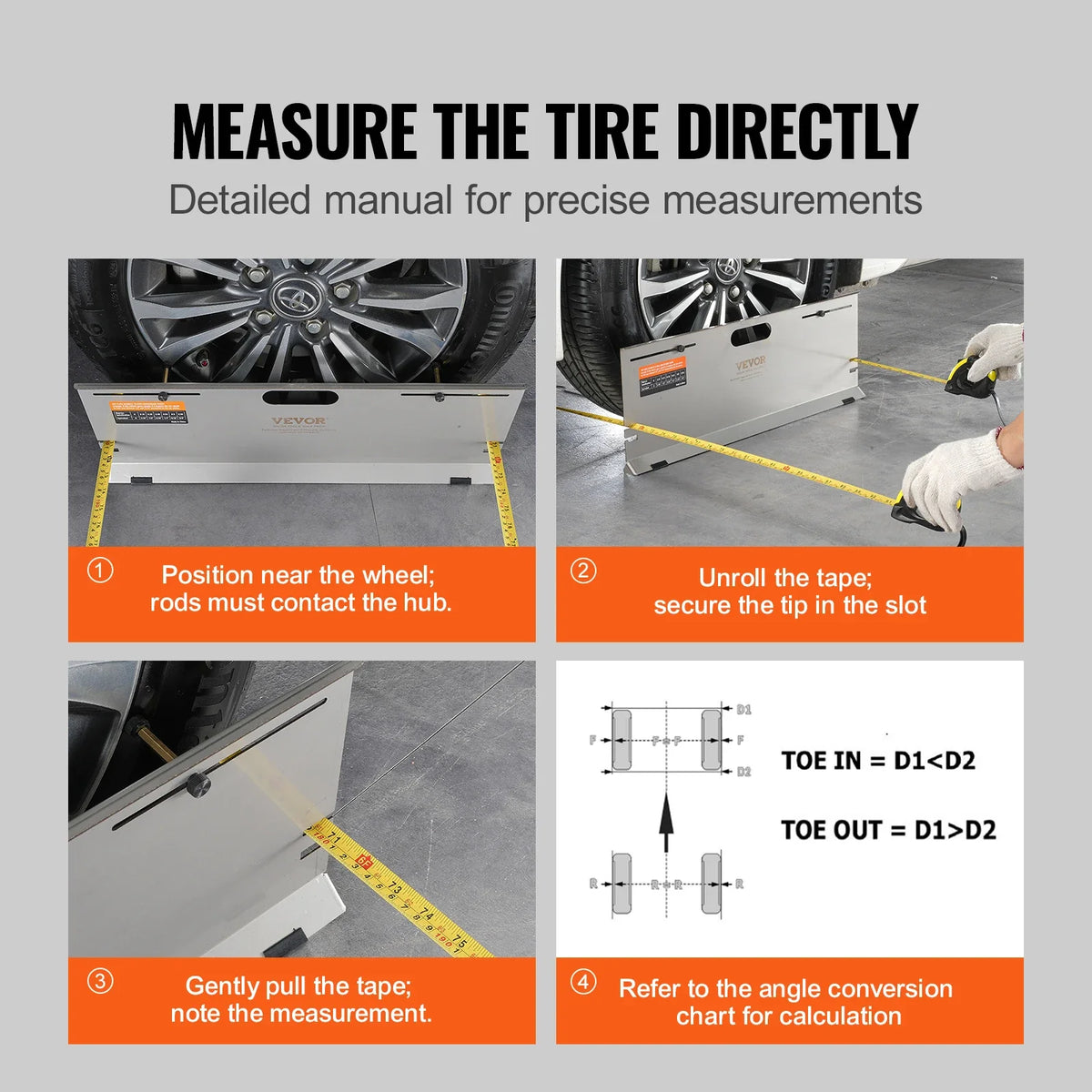 2-Pack Wheel Alignment Tool Stainless Steel Toe Angle Measurement Tool Plate 4 Alignment Rods and Magnetic Slots