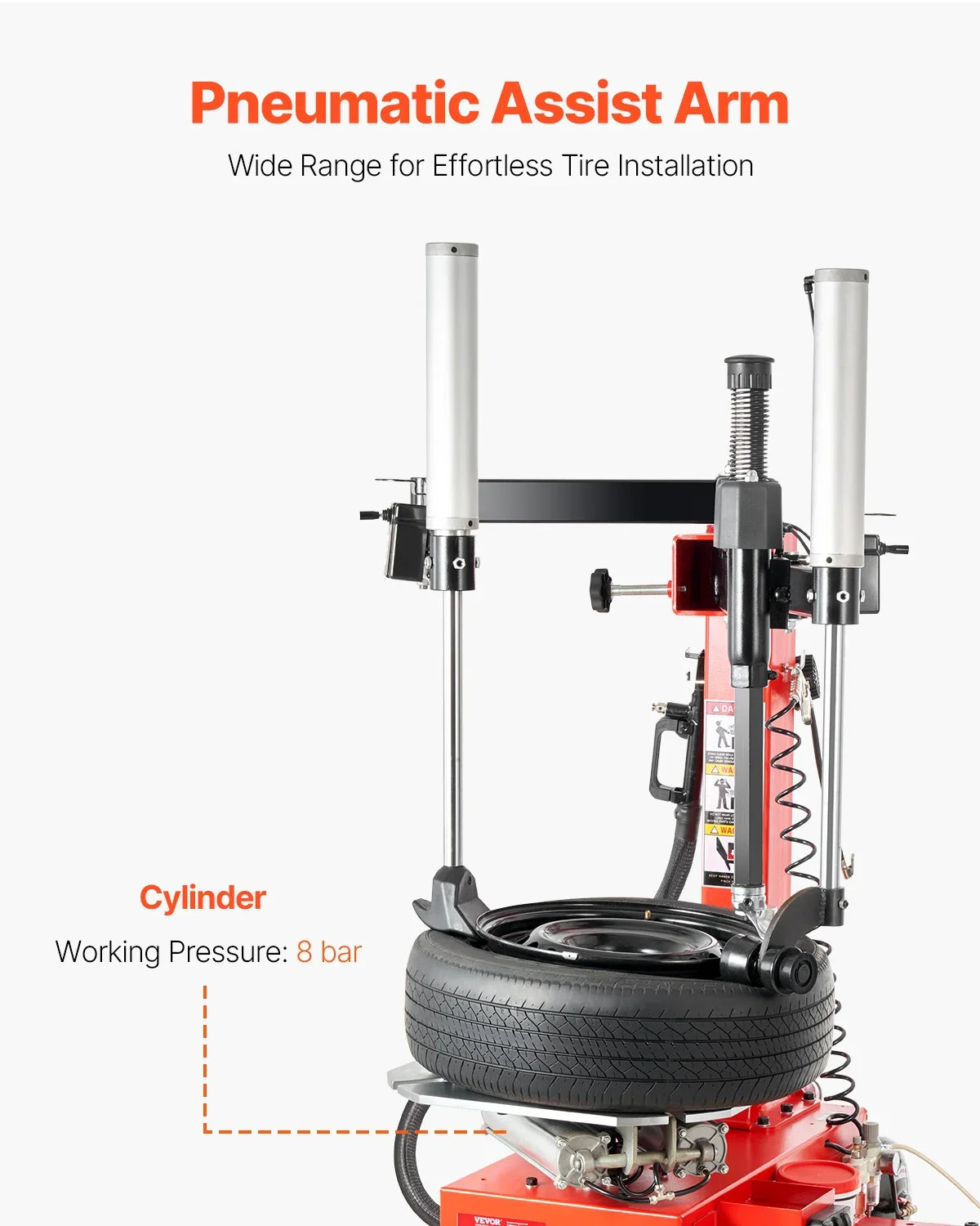 Tire Changer Machine, 1.5HP Copper Motor, with Air Pressure Gauge & Pneumatic Assist Arm, Fit for Sedan/SUV/Pickup Truck