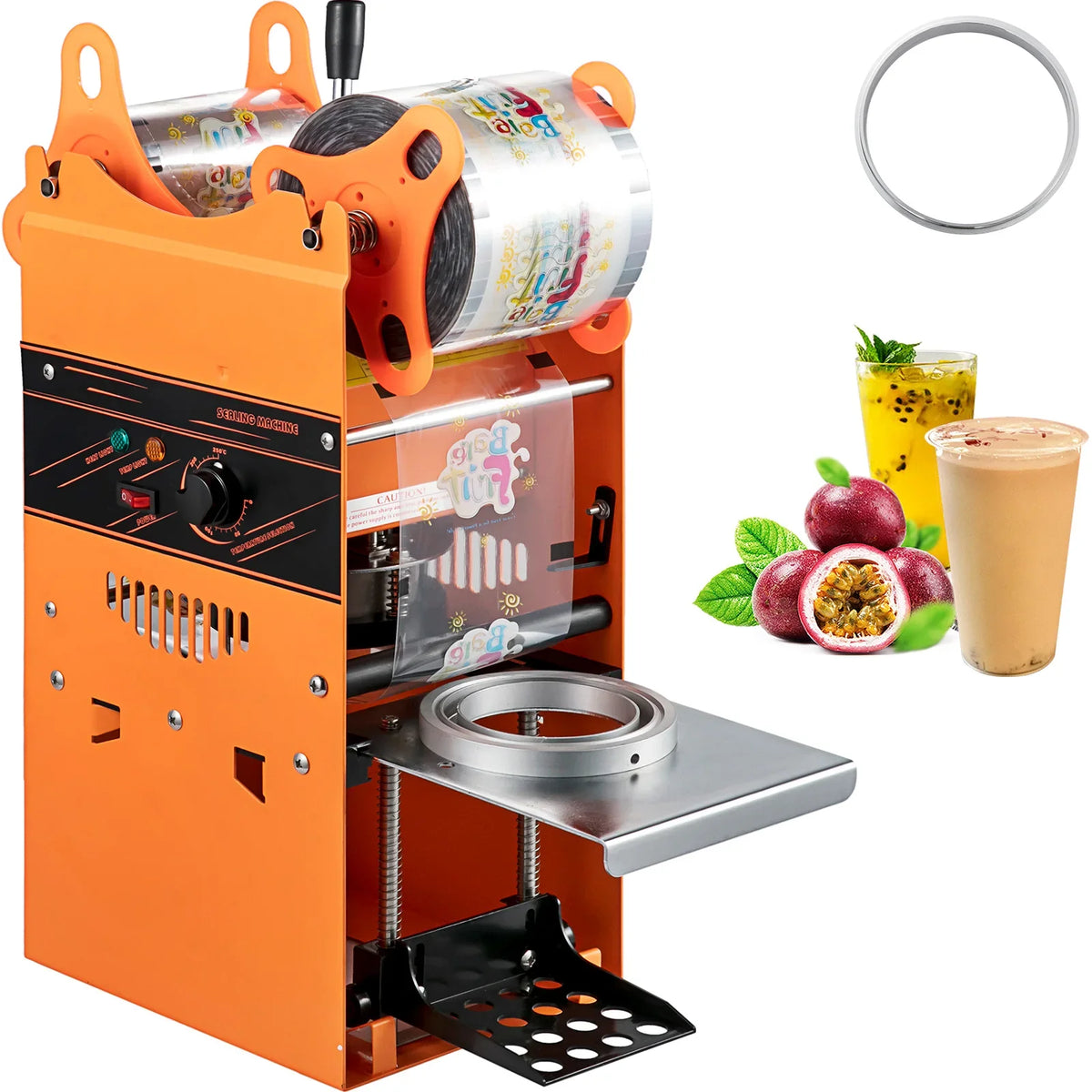 Manual Cup Sealing Machine 300-500 Cups/Hour Accurate Control Panel Heavy Duty for 90/95 MM Diameter Drinks Cup Sealer