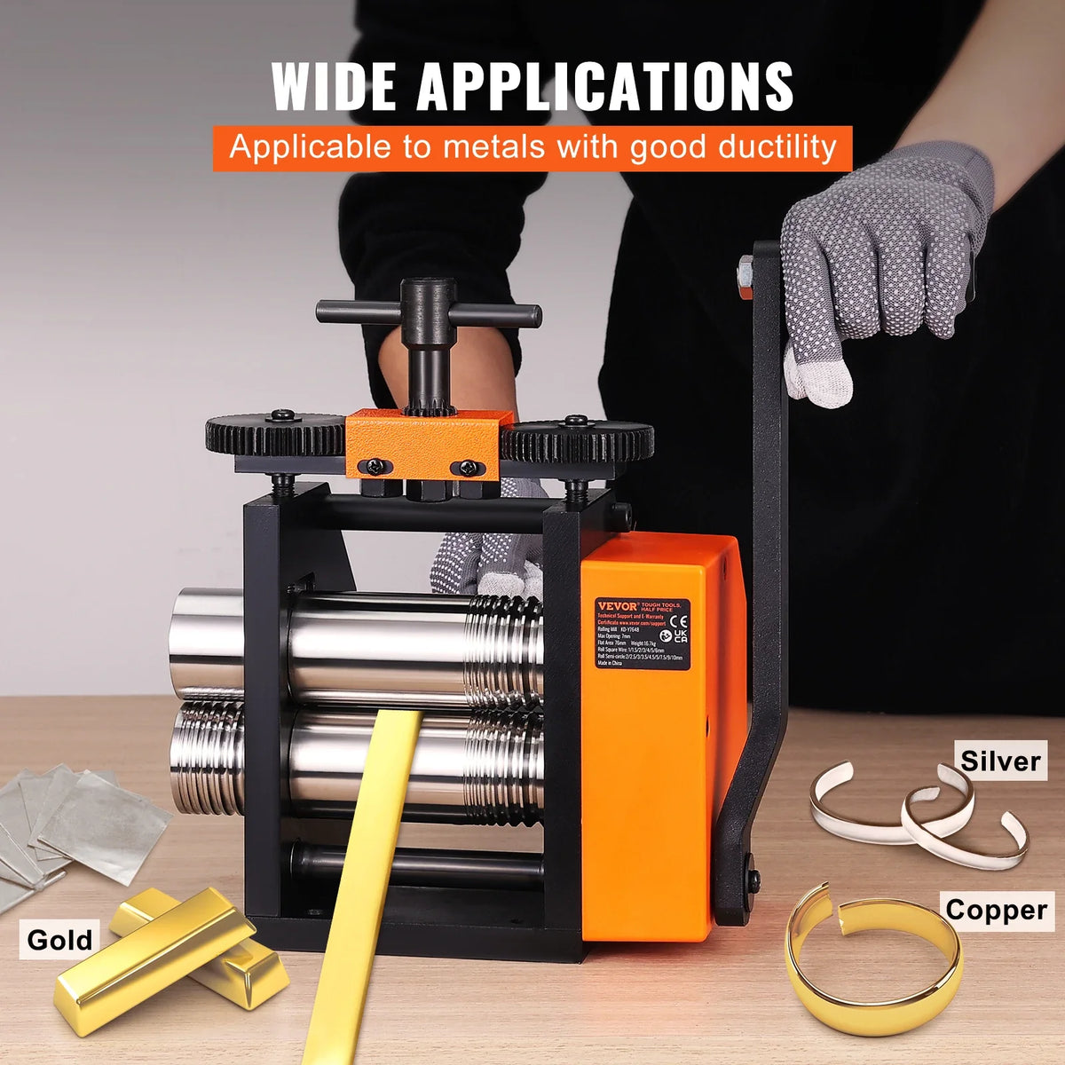 Rolling Mill,76 mm Jewelry Rolling Mill Machine,1: 2 Gear Ratio,3-in-1 Multi-function Rolling Mill,0.1-7mm Press Thickness