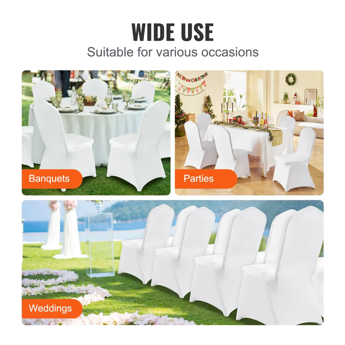 Stretch Spandex Folding Chair Covers 50PCS Universal Fitted Chair Cover Slipcovers for Wedding Holiday Banquet Party