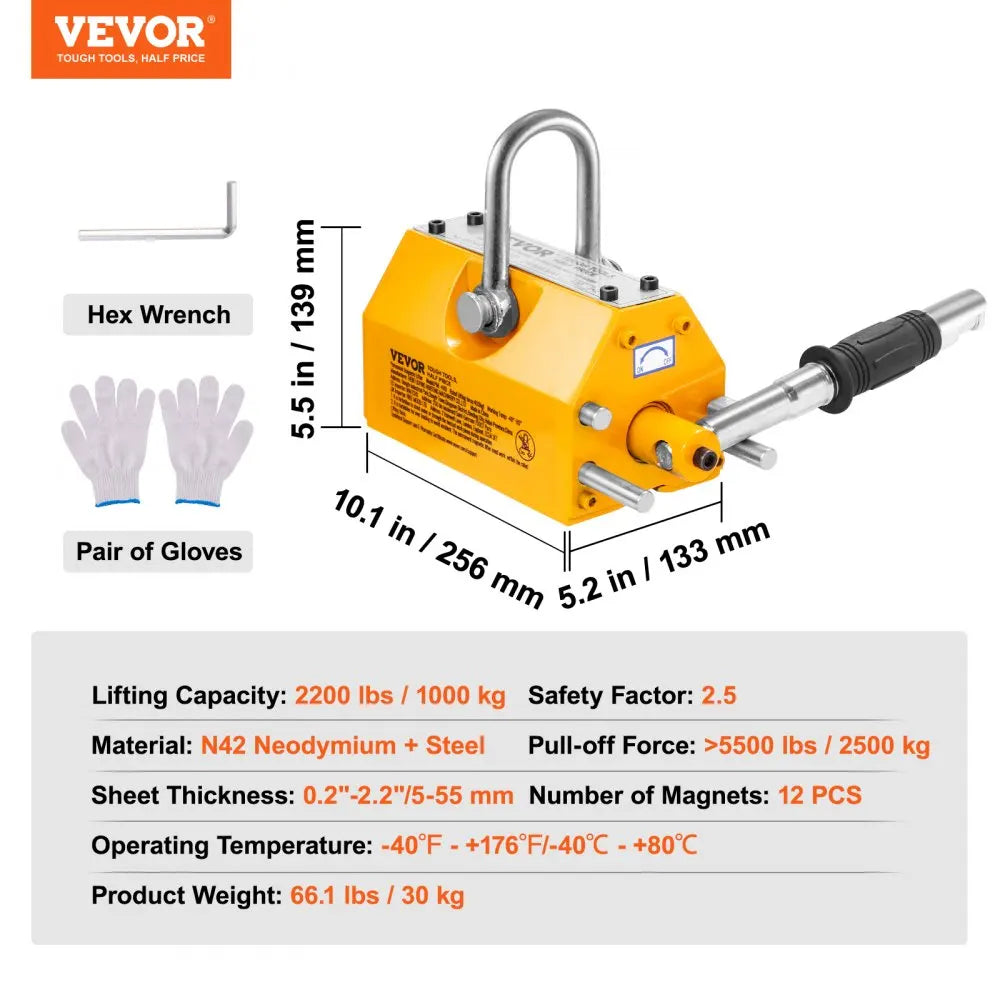 Magnetic Lifter 100-2000kg Lifting Magnet with Release Permanent Lift Magnets Heavy Duty Magnet for Hoist Shop Crane Block