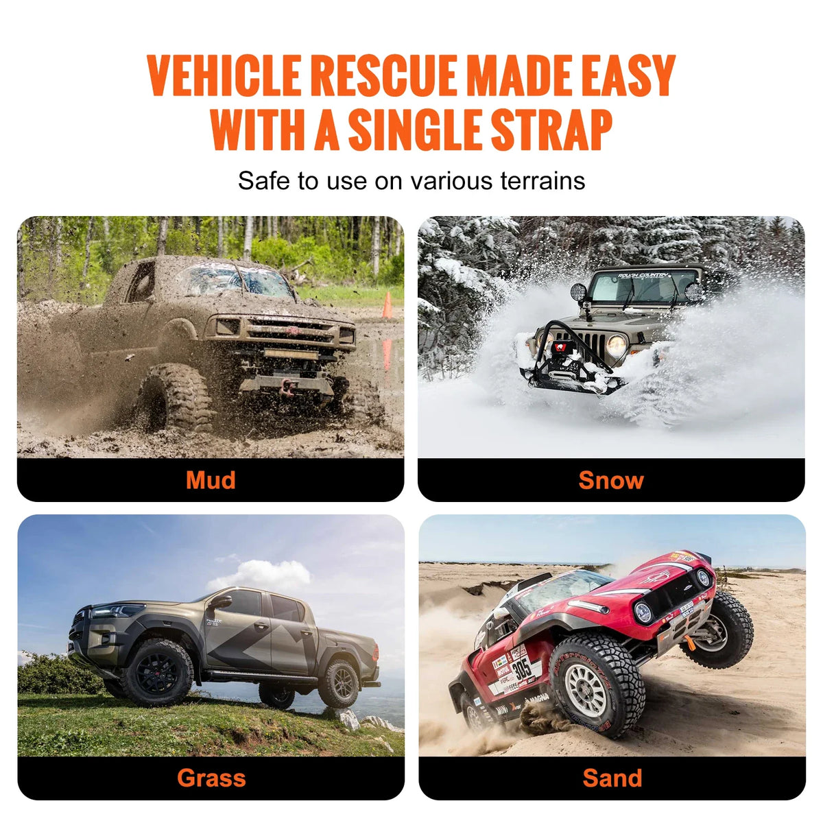 2"x20' ATV Tow Strap with Hooks 17000 lbs Capacity for Vehicles Essential Towing Accessory for Roadside Assistance