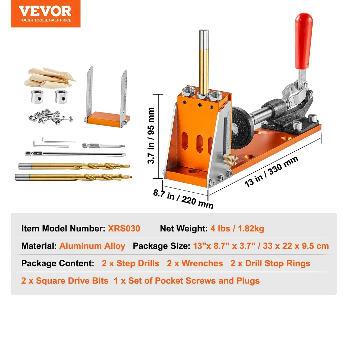 30 Pcs Pocket Hole Jig Kit Adjustable & Easy to Use Pocket Hole Jig System with Step Drills Wrenches Drill Stop Rings