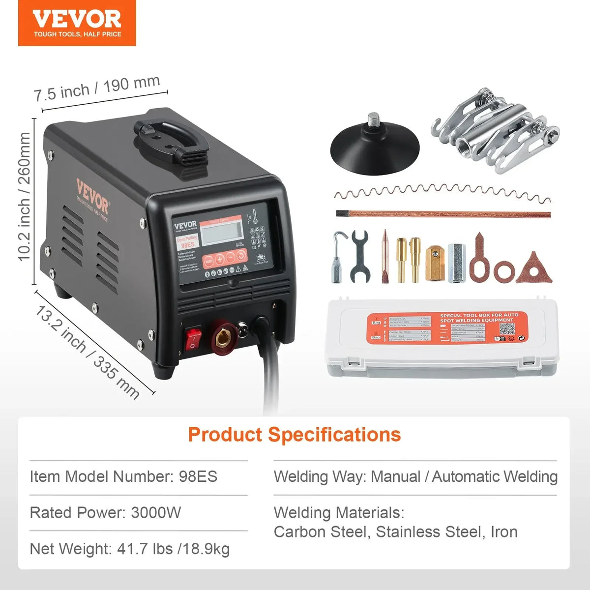 Stud Welder Dent Puller Machine Dent Repair Kit Auto Body Spot Welding with 7 Welding Modes & Adjustable Power