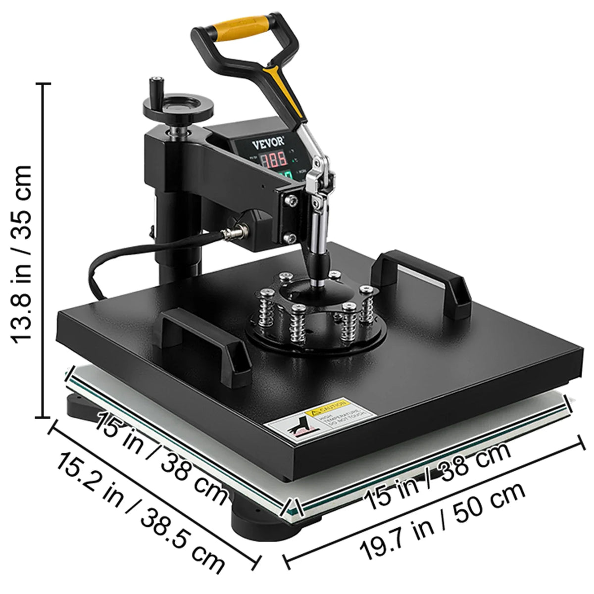 2In1 Heat Press Machine 38*38CM Multifunctional 360 Degree Swing-Away Digital Sublimation Printer Transfer DIY T-shirt Cap