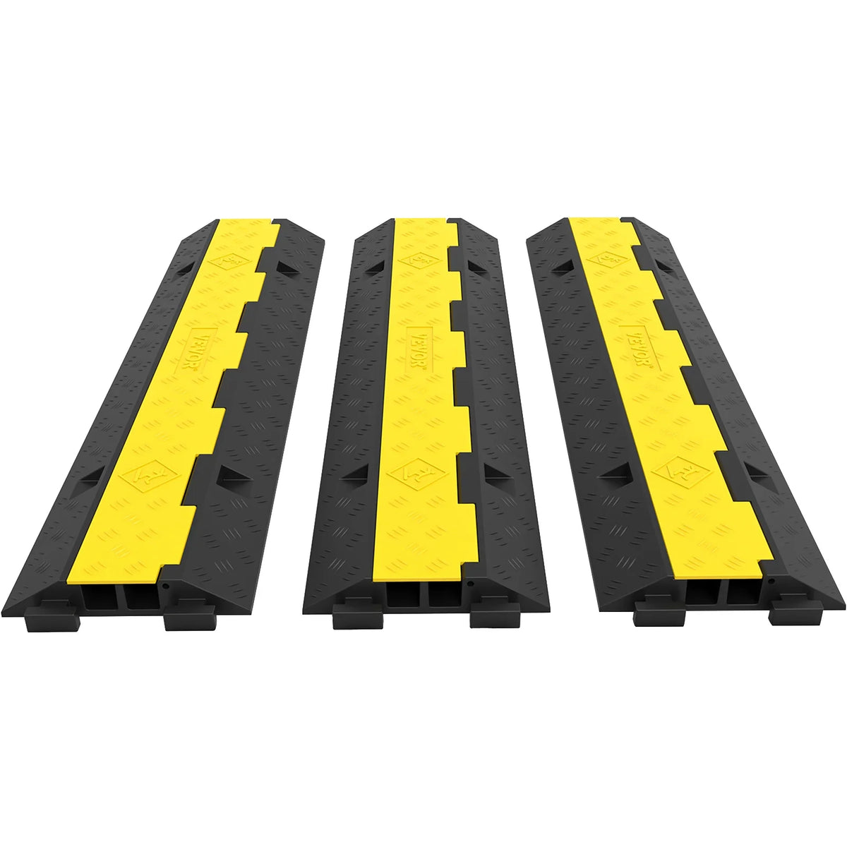 Cable Protector Ramp Wire Cable Cover Cord Guard 2 Channels Rubber + PVC 11000LBS Speed Bump Parking Lots Driveway Traffic