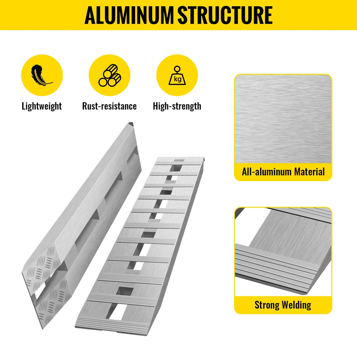 Aluminum Trailer Ramps 6000LBS Total Beavertail Hook End 1 Pair 2 Ramps for Dirt Bike UTV ATV Pickup Trucks Bed