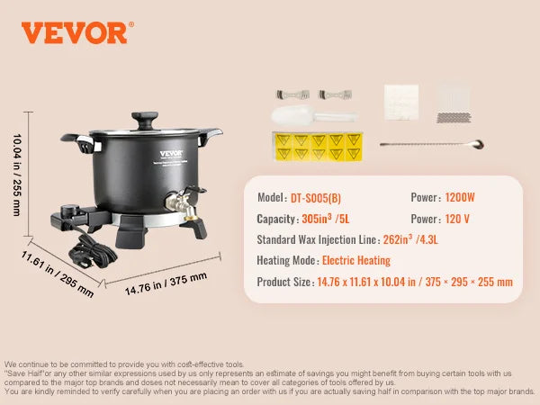 5/10L Wax Melter for Candle Making,Extra Large Electric Wax Melting Pot,w/Easy Pour Spout & 9level Temp Control,Easy Clean