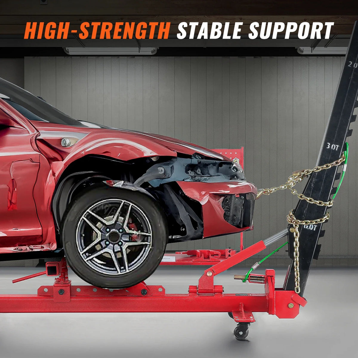 6 Ton Tension Car Frame Puller, with Swivel Post, Hydraulic Foot Pump and Pulling Clamp Set, for Auto Body Frame Repair