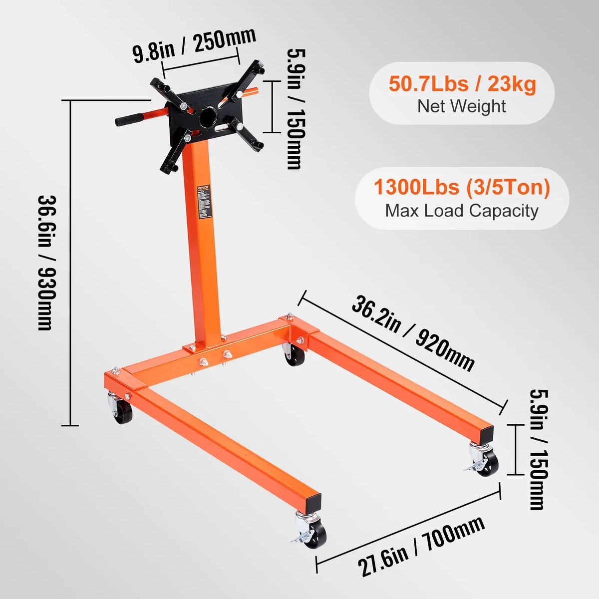 Engine Stand 750/1300/1500 lbs Rotating Engine Motor Stand with 360 Degree Adjustable Head Dolly for Vehicle Auto Repair