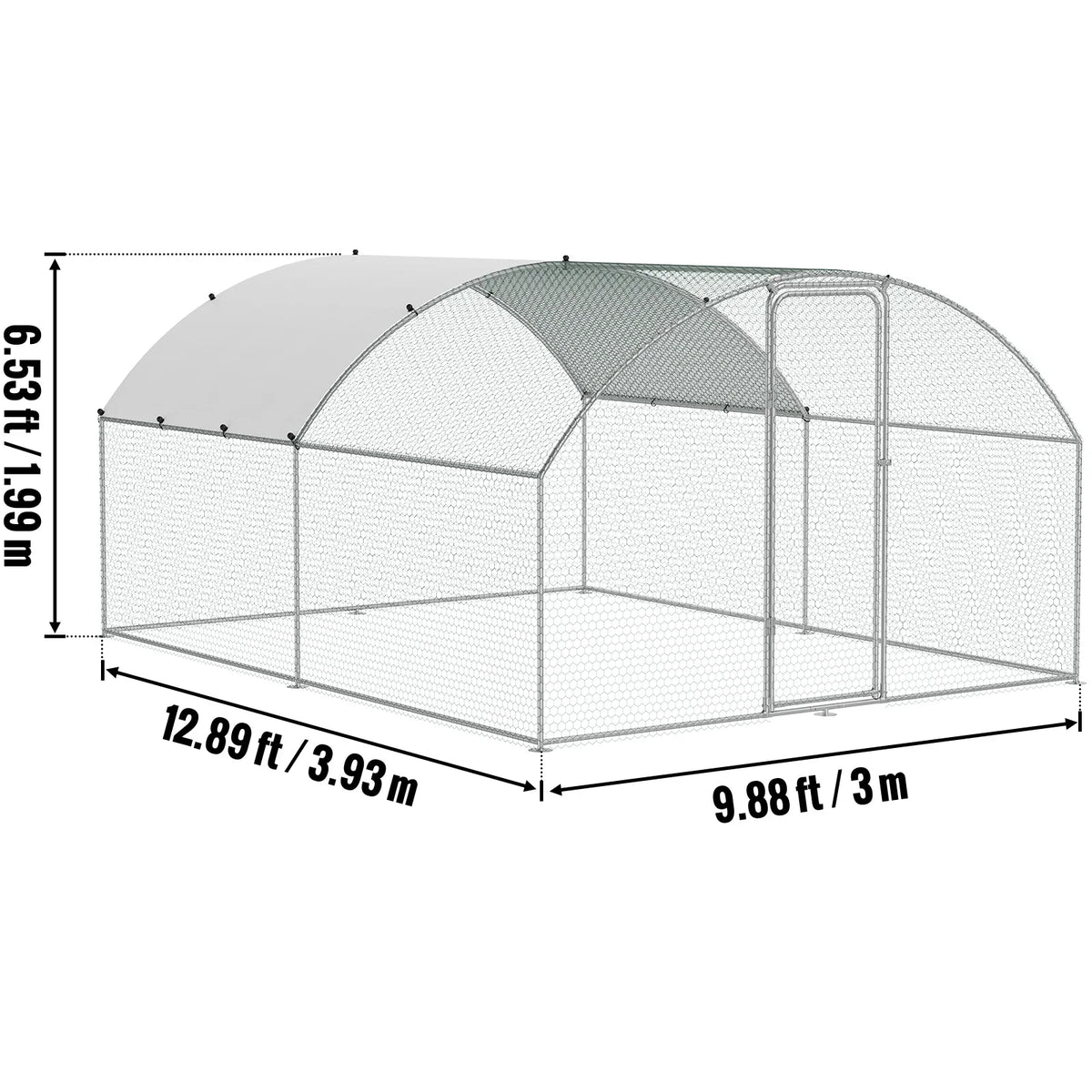 Large Metal Chicken Coop Walk-in Chicken Runs Spire Roof Hen House for Outdoor Backyard Farm Duck Rabbit Cage Poultry Pen