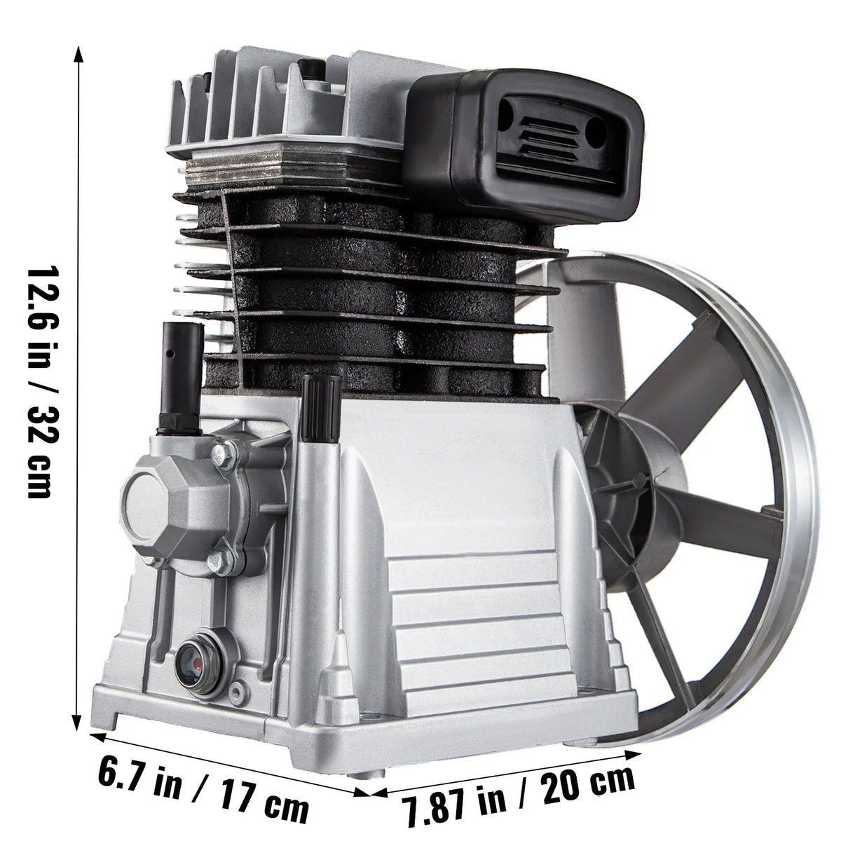 3HP 12CFM 1300RPM High-Spped Single Stage Twin Cylinder Aluminum Air Compressor Head Piston Style Splash Lubrication Pump