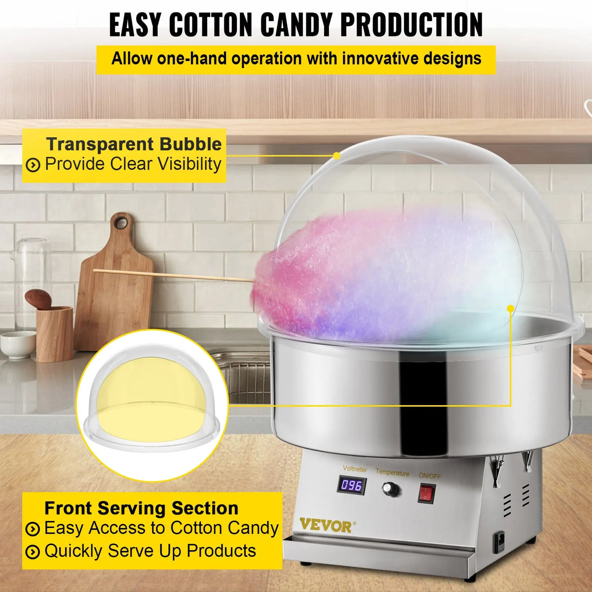 Candy Bubble Shield Clear Plastic Cotton Candy Cover for Commercial Candy Maker Machine Use Party Celebration(Only Cover)
